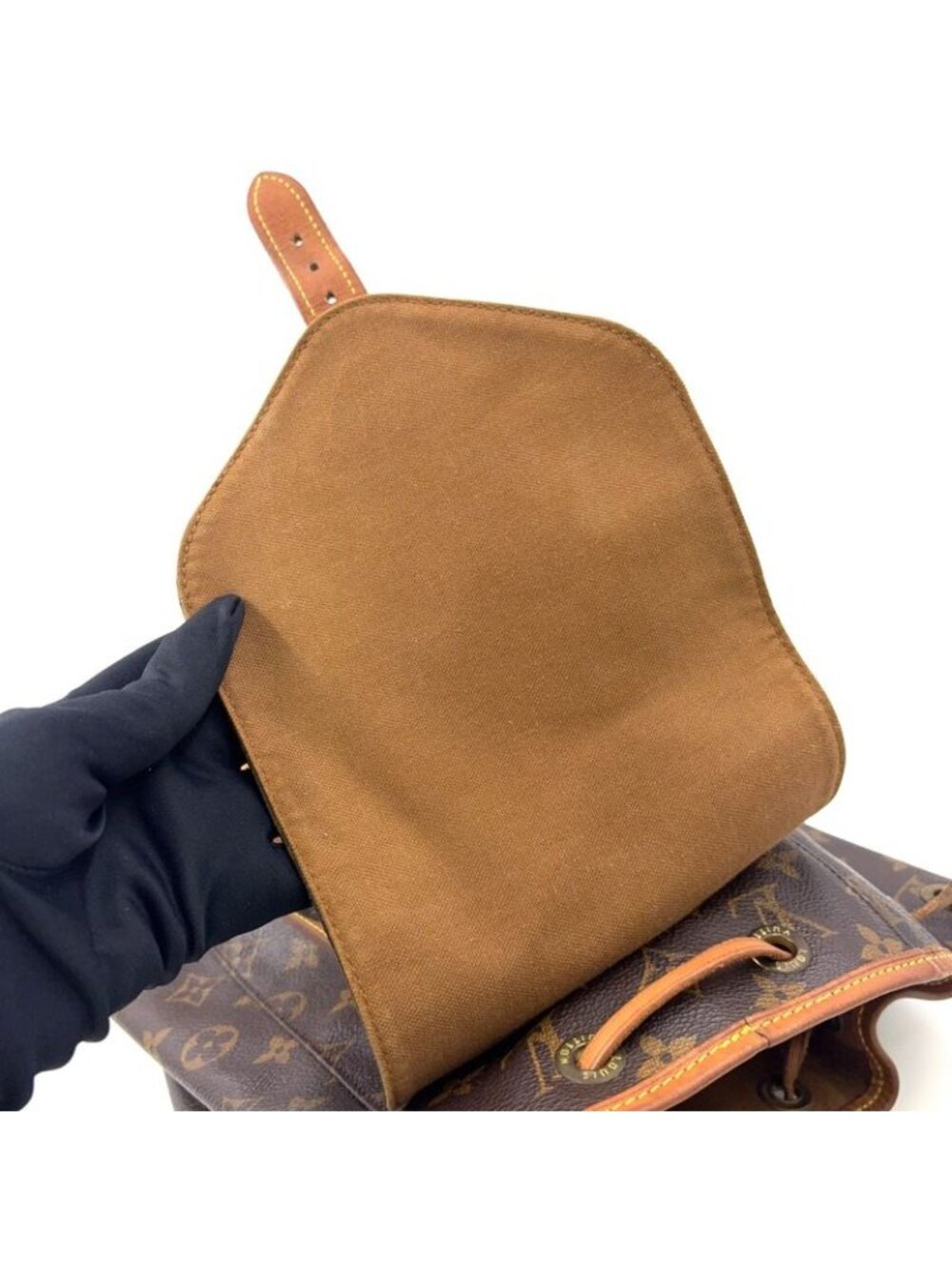 Louis Vuitton Montsouris MM Monogram Leather Brown Light Backpack Gold - Picture 13 of 15